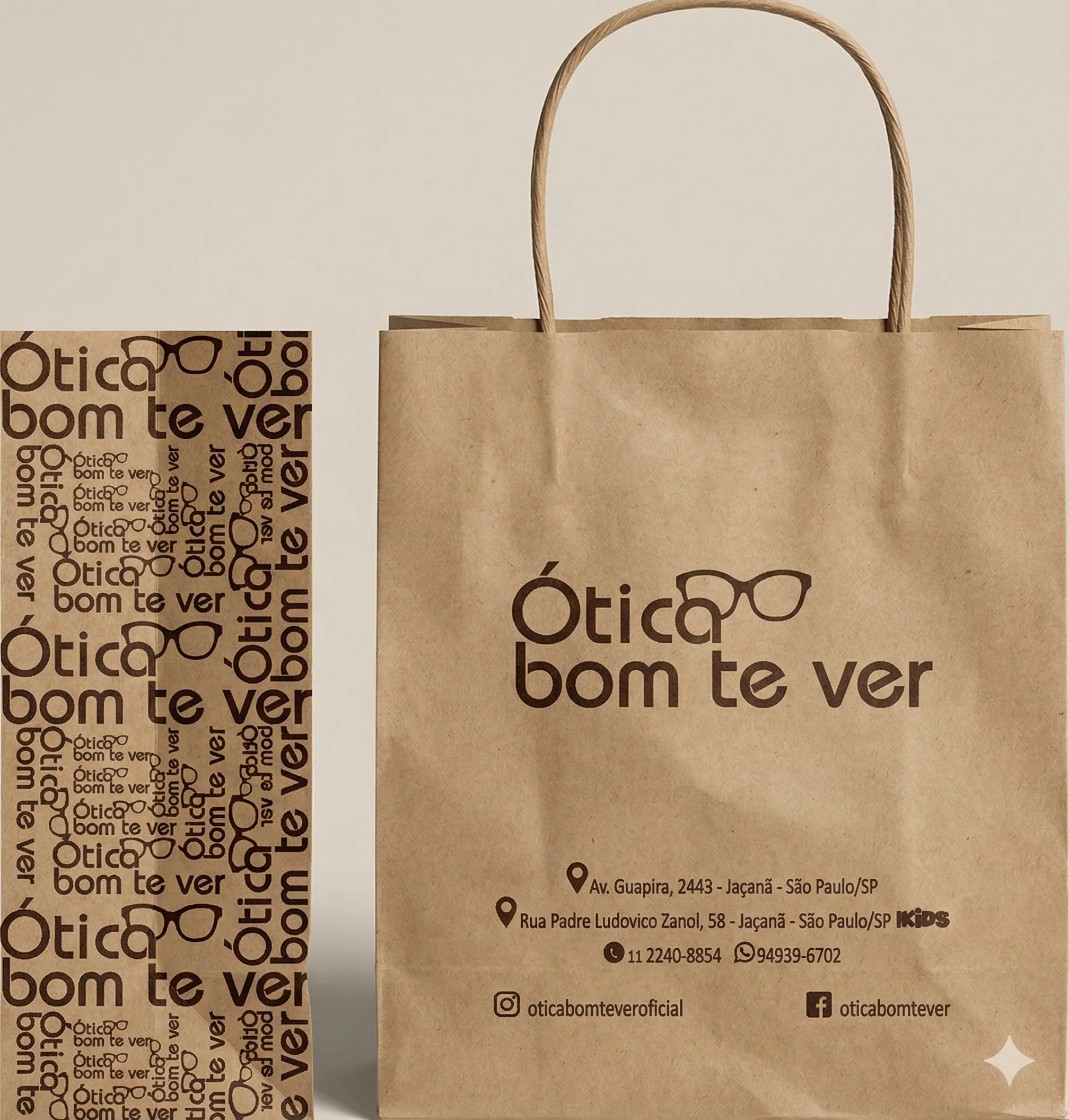 Detalhe de alça de papel torcida