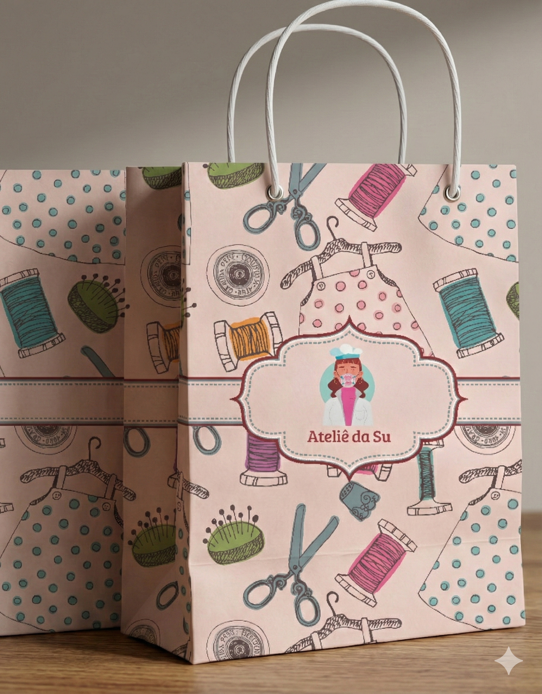 Imagem de referência: ilustração e contraste em arte para sacolas de papel