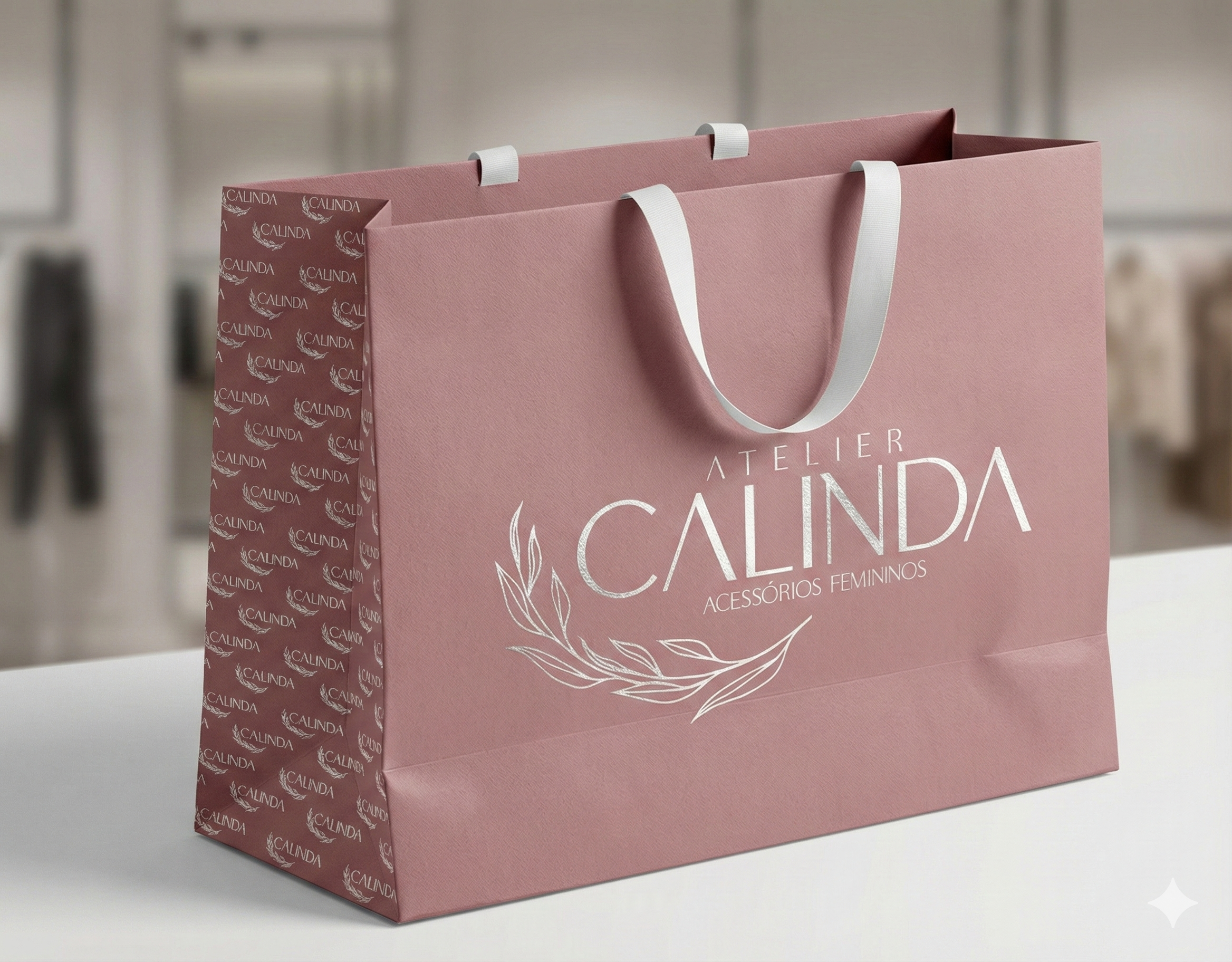 Imagem de referência: logotipo e preparo de arquivo em arte para sacolas de papel
