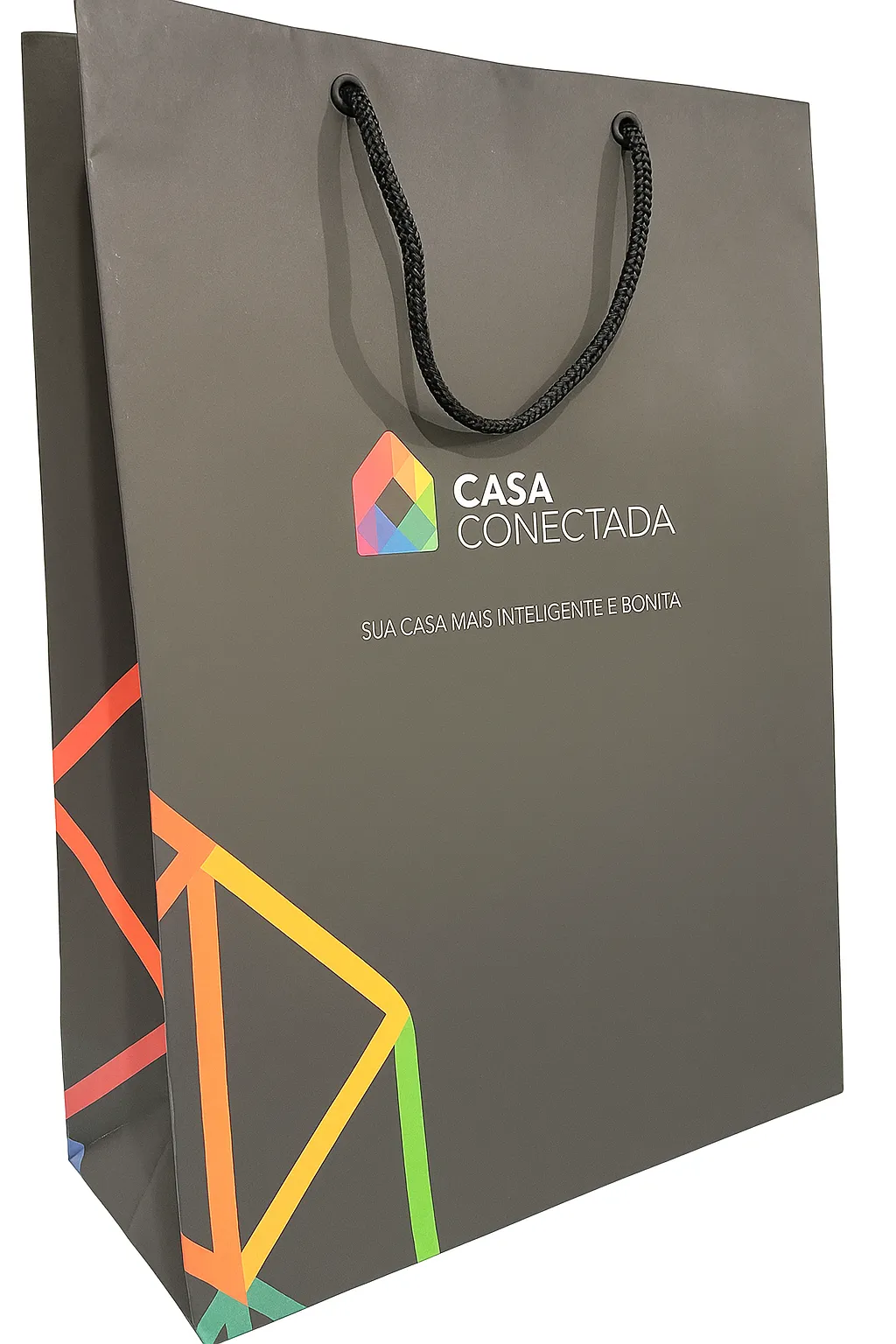 Imagem de referência: qr code e adaptação de campanha em arte para sacolas de papel