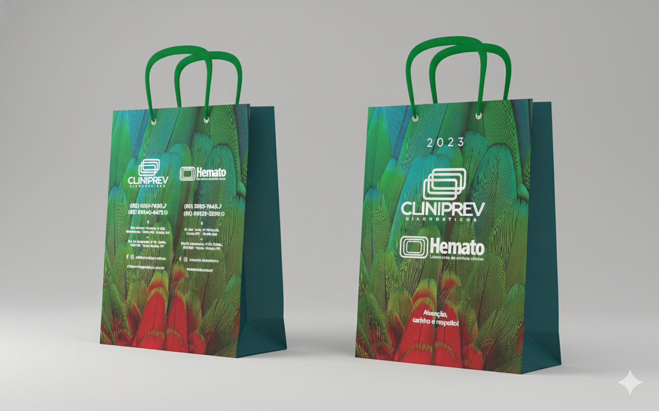 Imagem de referência: qr code e leitura acessível em arte para sacolas de papel