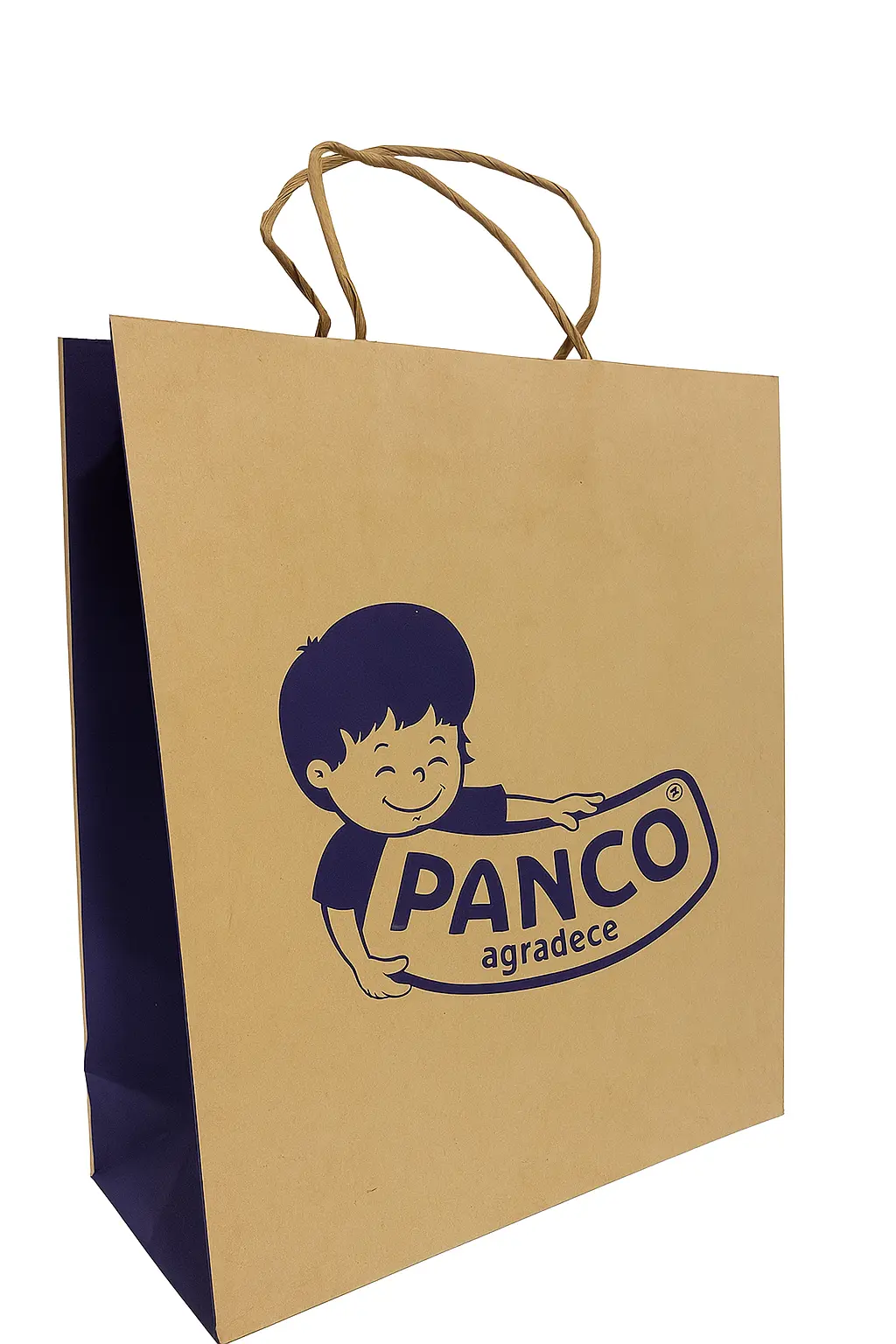 Exemplo de aplicação visual de sacola relacionada a papel couchê em sacolas: identidade visual da marca
