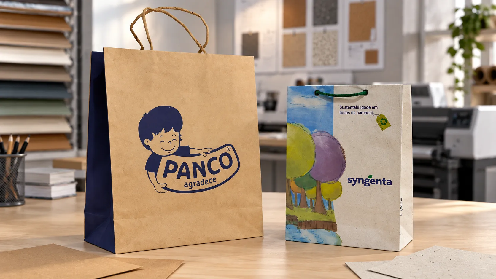 Imagem de referência: papel reciclado em sacolas: rotina do varejo