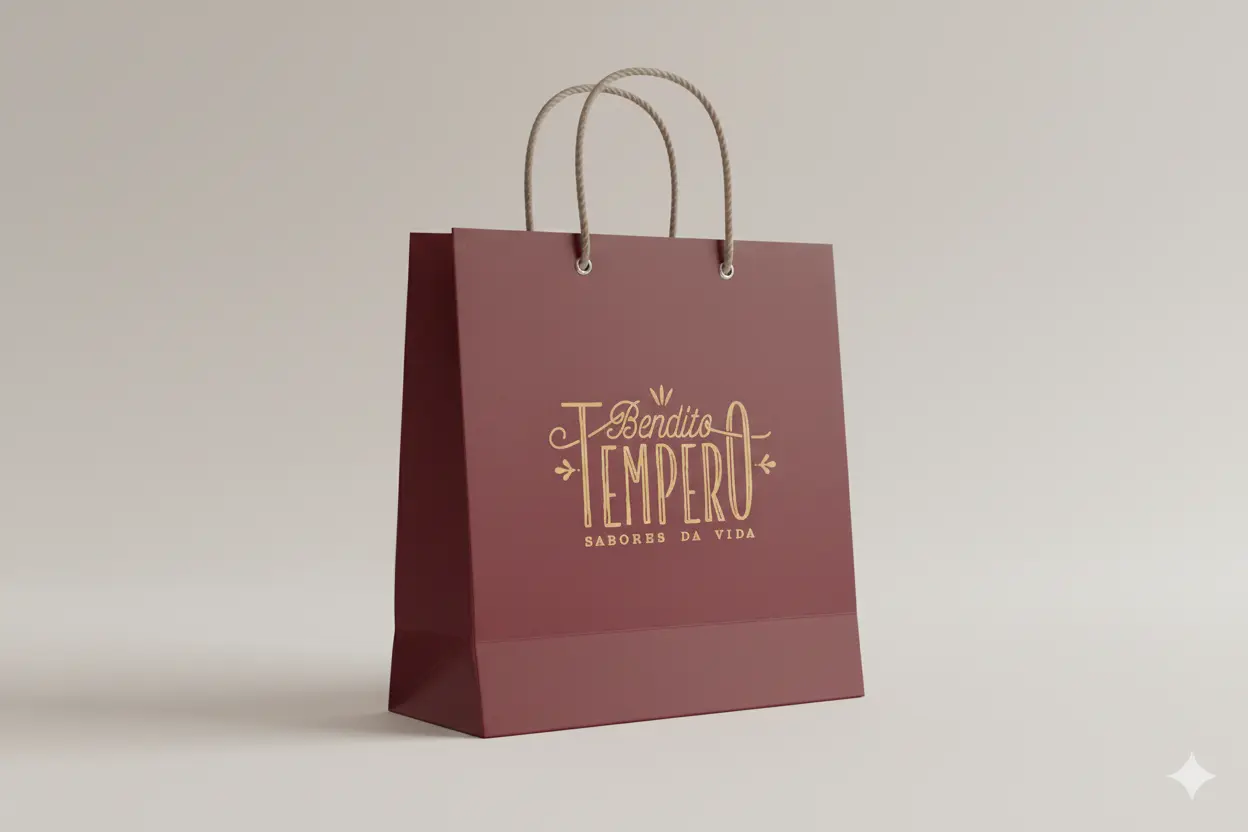 Exemplo de aplicação visual de sacola relacionada a como organizar produtos em uma sacola alta: orientações para o seu projeto