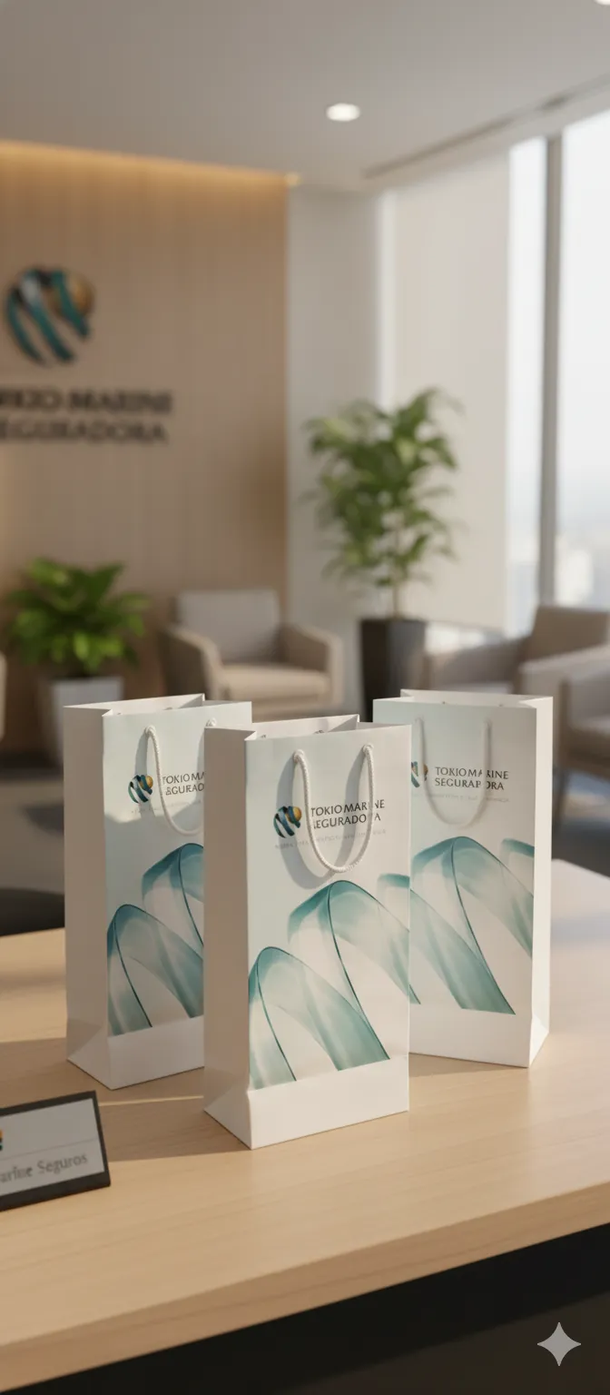 Imagem de referência: sacolas de papel para imobiliária