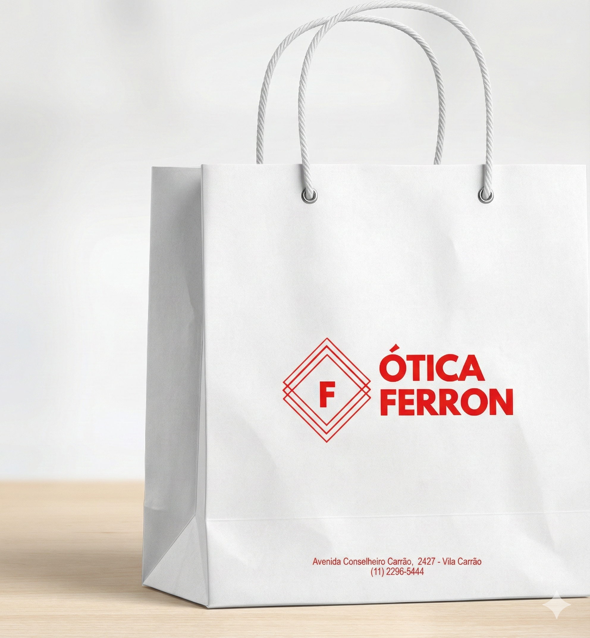 Imagem de referência: sacolas de papel para ótica