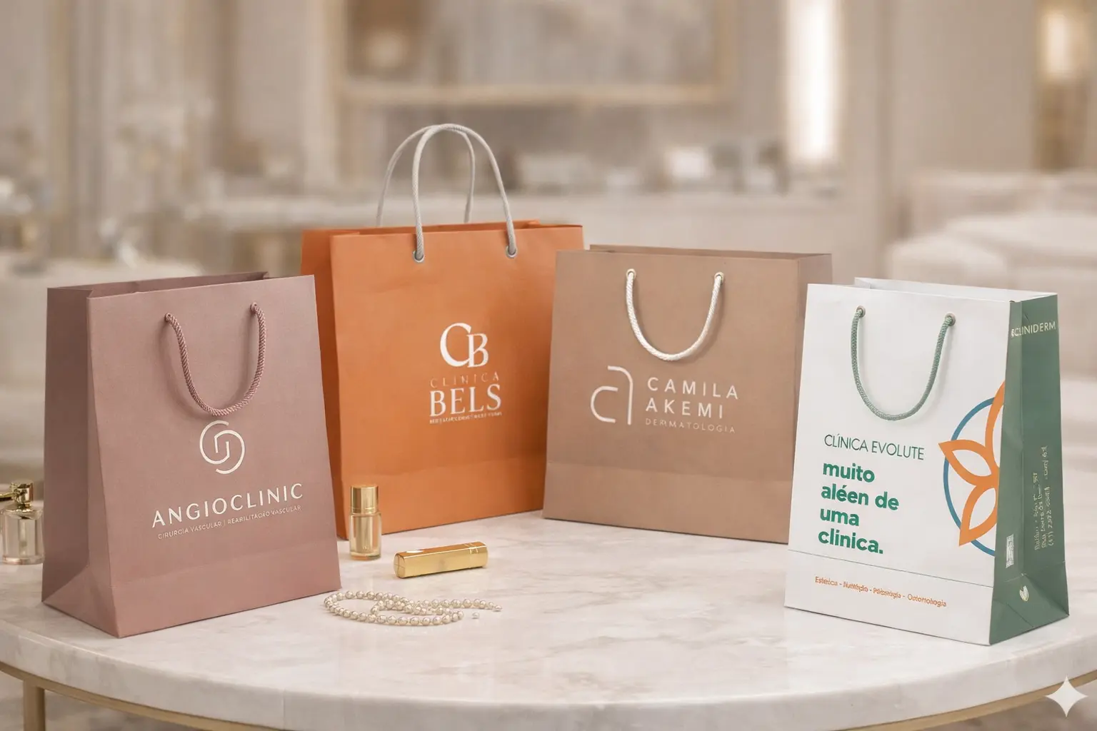Sacolas de papel para cosméticos e perfumaria