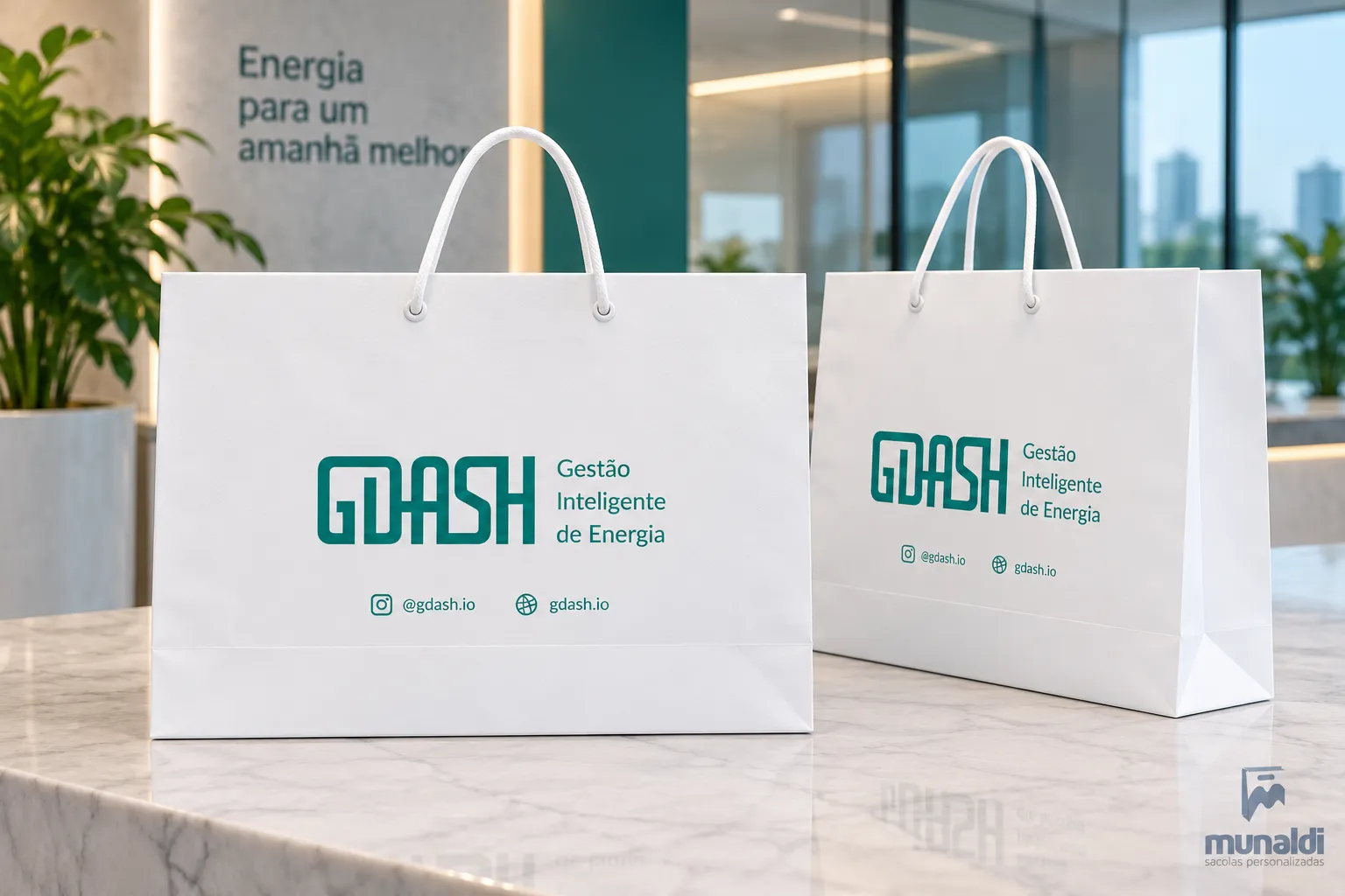 Imagem de referência: abertura da compra de sacolas de papel para varejo