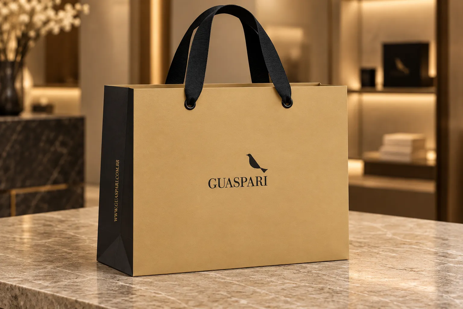 Imagem de referência: coleta de feedback de sacolas de papel para eventos