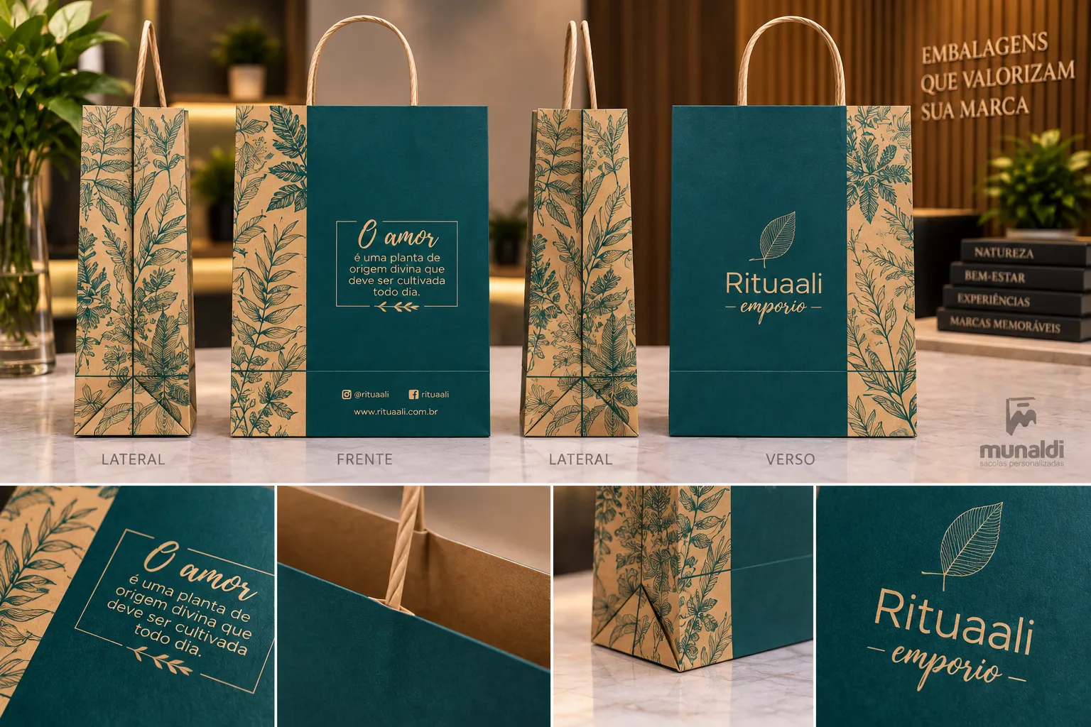Imagem de referência: descarte responsável de sacolas de papel para retirada de pedidos online