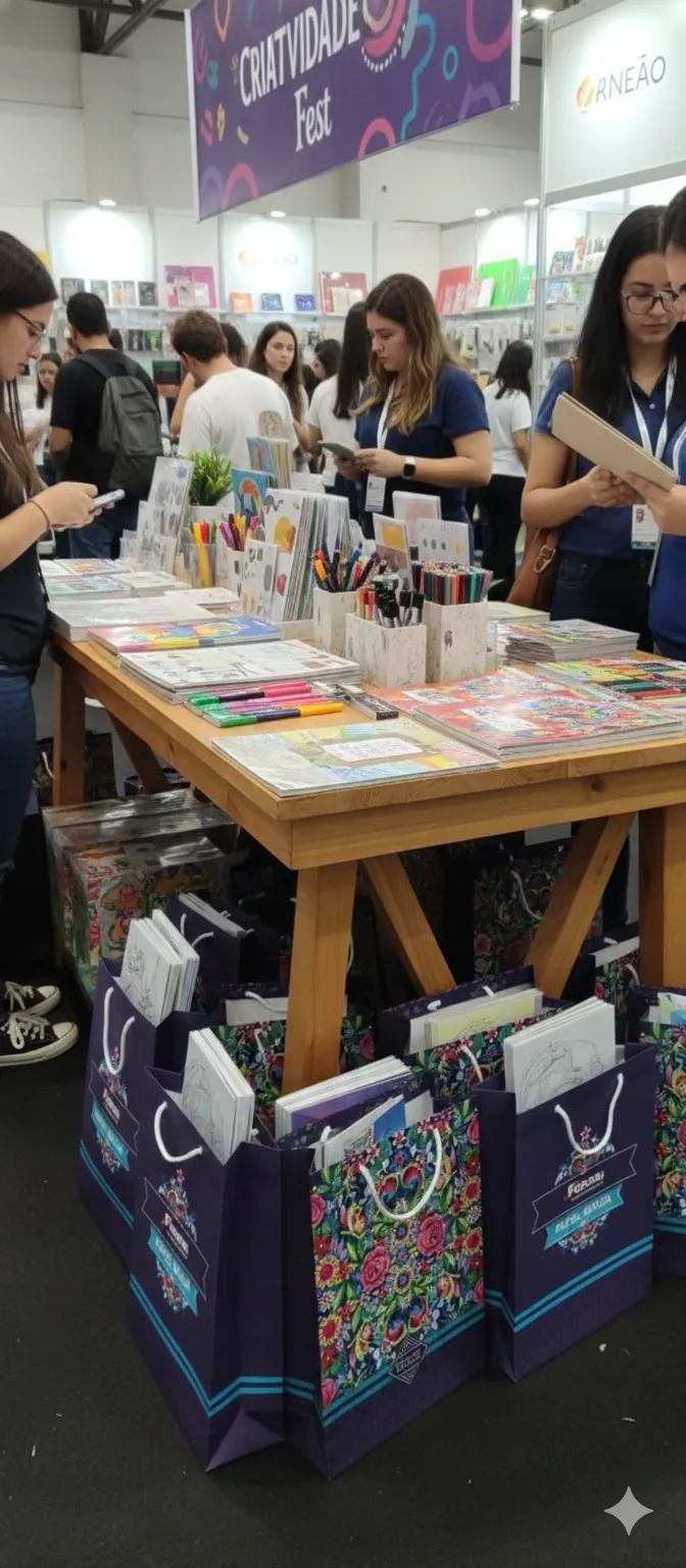 Imagem de referência: sacolas de papel para o dia dos pais, com foco em distribuição em evento