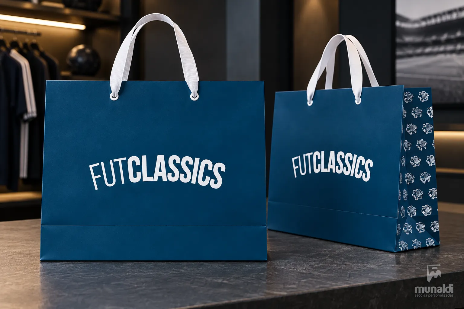 Imagem de referência: sacolas de papel para o dia dos pais, com foco em planejamento de estoque