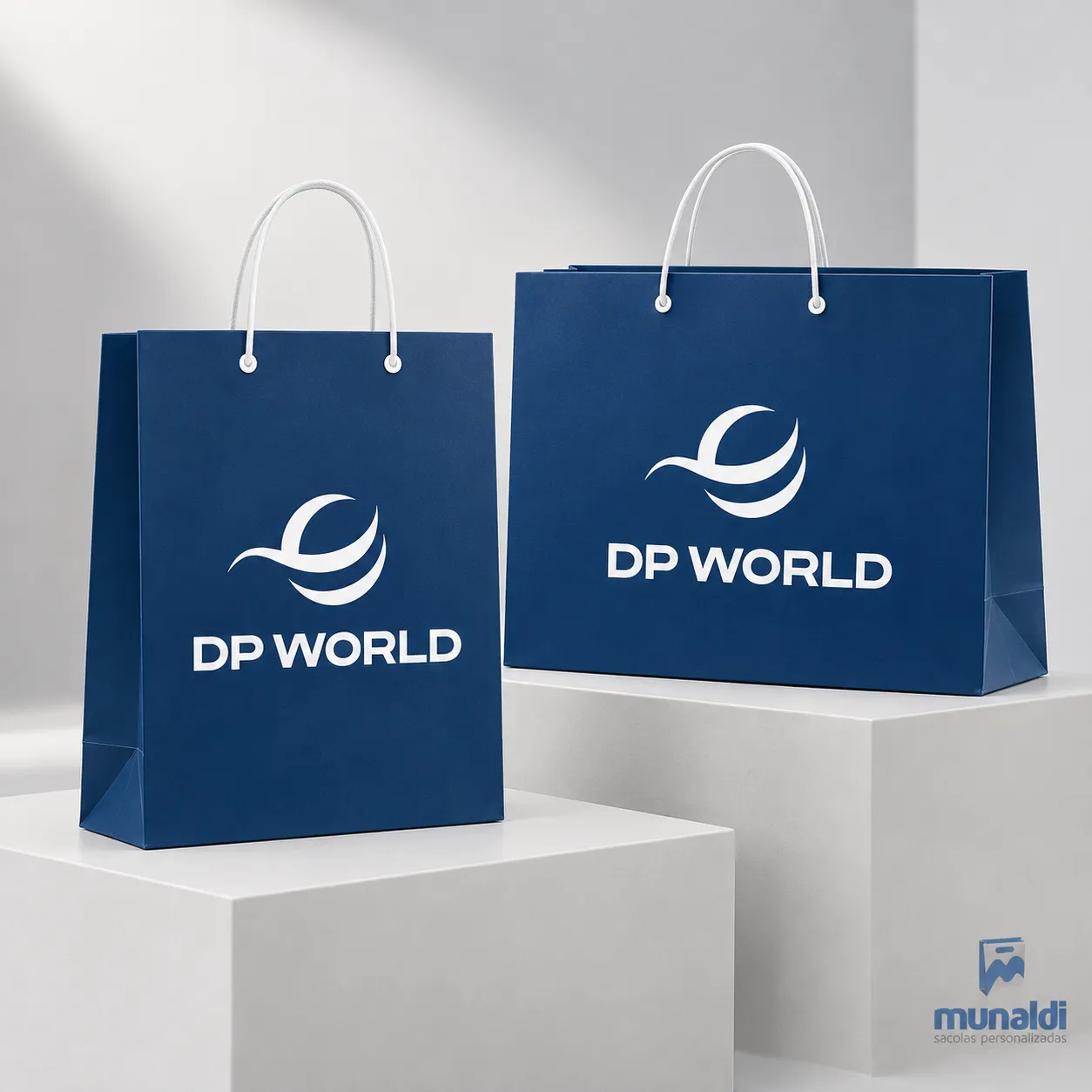 Imagem de referência: sacolas de papel para o dia dos pais, com foco em visibilidade da marca